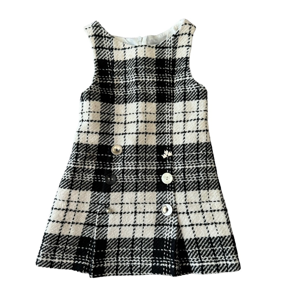Floriane Plaid Wool Blend Jumper Dress Holiday Winter Dressy 4T